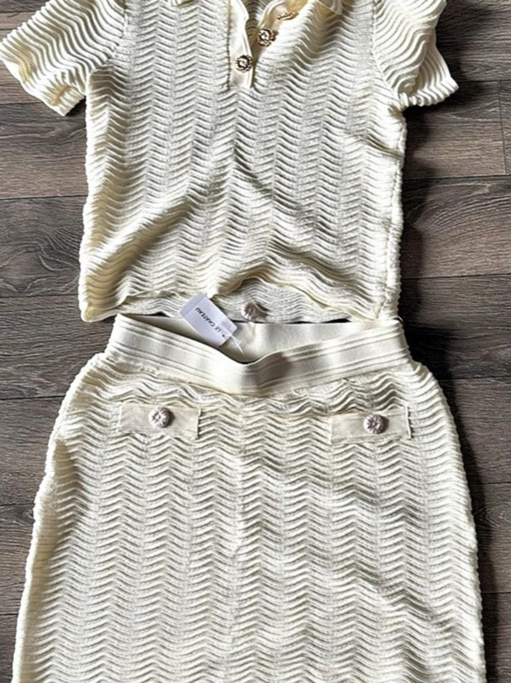 Le Château Ribbed Knit Polo and Mini Skirt Matching Set yellow Small 2/45$